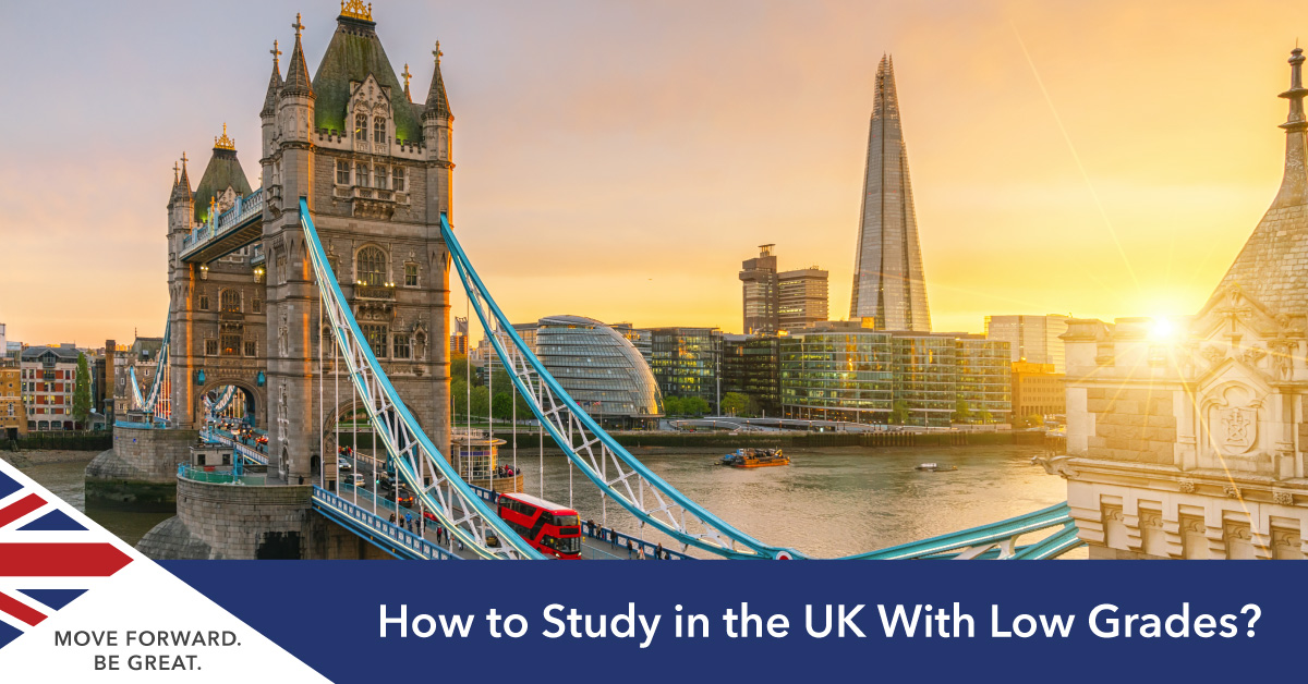 study in uk with low exam scores